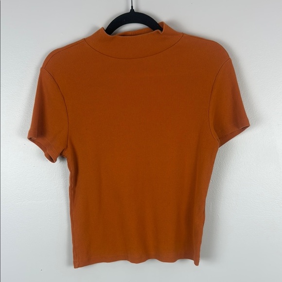 Maeve by Anthropologie Orange Fitted Mandarin Collar Tee Size Large - Picture 2 of 7